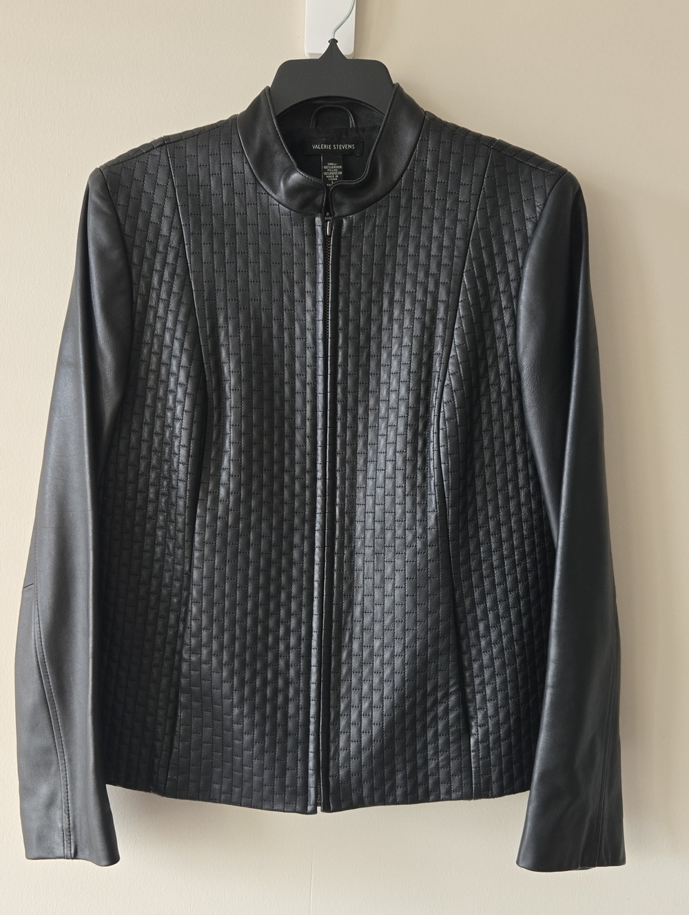 Valerie Stevens Black Quilted  Leather Jacket NWOT